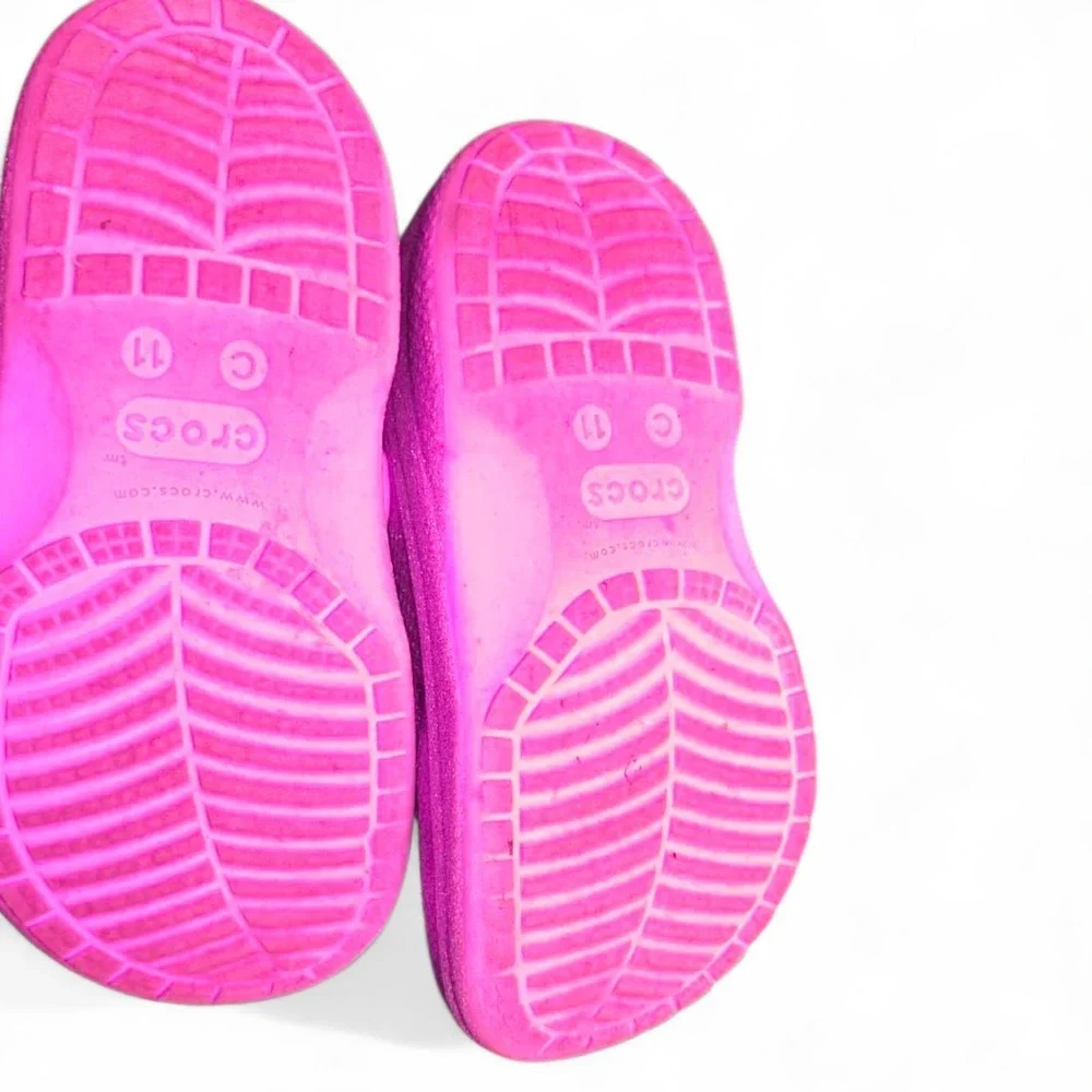 Crocs Classic Lined Glitter Clog Pink Fuzzy Slippers Shoes Toddler Kids C 11